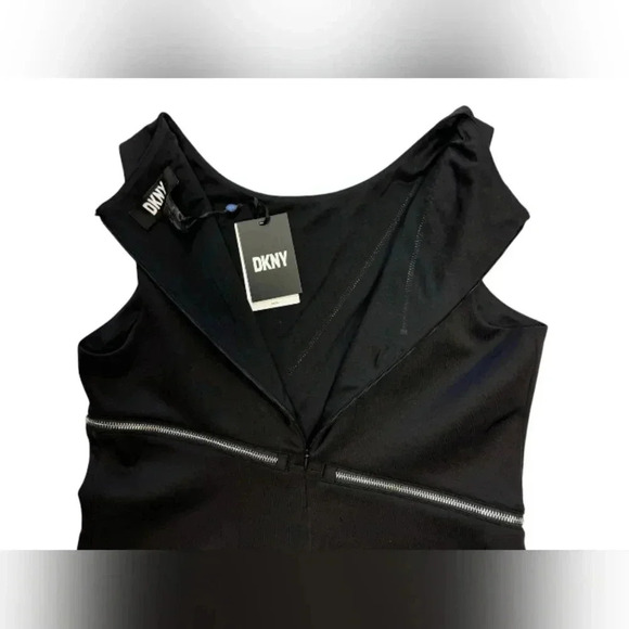DKNY NWT Dress Fit & Flare Sleeveless Zipper Black Midi Size 8 - Picture 10 of 12